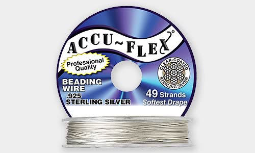 Soft Flex Extreme Flex Beading Wire, 49 Strand, Medium (.019), 925  Sterling Silver Plated