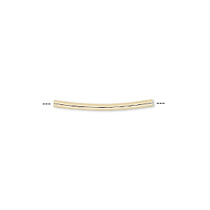 Bead, gold-plated brass, 38x2mm curved tube. Sold per pkg of 100 ...