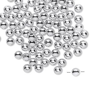 Bead, sterling silver, 4mm seamless round. Sold per pkg of 100. - Fire ...