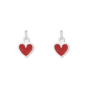 Charm, sterling silver, 13x10mm heart. Sold per pkg of 2. - Fire ...