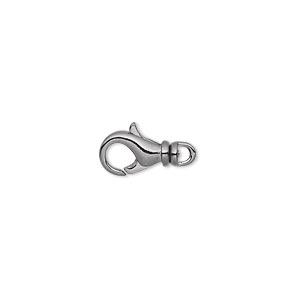 Clasp, lobster claw, silver-plated brass, 12x7mm with swivel. Sold per ...