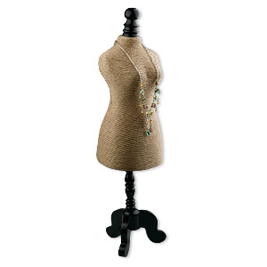 Display, wood and abaca fiber (natural), 14 x 7-1/2 x 5-inch mannequin ...