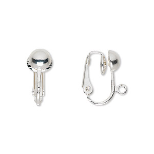 Earring, clip-on, gold-plated steel, 16mm hinged with 5mm round flat ...