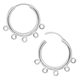 Earring, sterling silver, 24mm round hoop with 7 open loops and endless ...