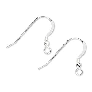 Earwire, sterling silver, 18mm flat fishhook with 2.5mm ball and 2.5mm ...