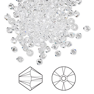 Bead, Crystal Passions&reg;, crystal clear, 3mm bicone (5328). Sold per pkg of 144 (1 gross).