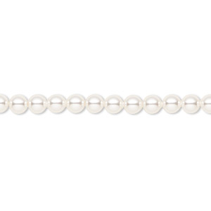 Pearl, Crystal Passions&reg;, white, 4mm round (5810). Sold per pkg of 100.