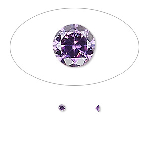 Gem, cubic zirconia, amethyst purple, 2mm faceted round, Mohs hardness 8-1/2. Sold per pkg of 10.