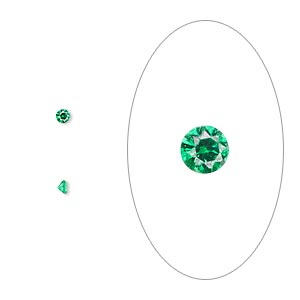 Gem, cubic zirconia, emerald green, 2mm faceted round, Mohs hardness 8-1/2. Sold per pkg of 10.