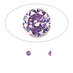 Gem, cubic zirconia, amethyst purple, 3mm faceted round, Mohs hardness 8-1/2. Sold per pkg of 5.