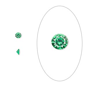 Gem, cubic zirconia, emerald green, 3mm faceted round, Mohs hardness 8-1/2. Sold per pkg of 5.