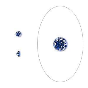 Gem, cubic zirconia, spinel blue, 3mm faceted round, Mohs hardness 8-1/2. Sold per pkg of 5.