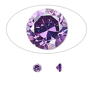 Gem, cubic zirconia, amethyst purple, 4mm faceted round, Mohs hardness 8-1/2. Sold per pkg of 5.