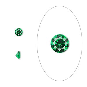 Gem, cubic zirconia, emerald green, 4mm faceted round, Mohs hardness 8-1/2. Sold per pkg of 5.