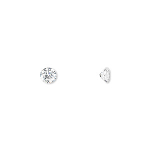 Gem, cubic zirconia, spinel white, 4mm faceted round, Mohs hardness 8-1/2. Sold per pkg of 5.