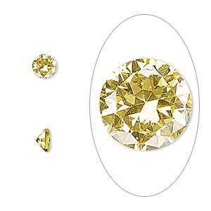 Gem, cubic zirconia, topaz gold, 5mm faceted round, Mohs hardness 8-1/2. Sold per pkg of 2.