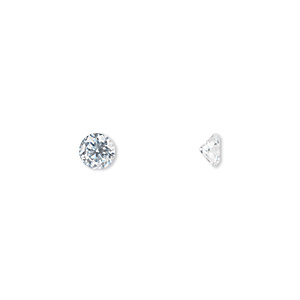Gem, cubic zirconia, spinel white, 5mm faceted round, Mohs hardness 8-1/2. Sold per pkg of 2.