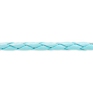 Bolo cord, leatherette, light blue, 3.5-4mm textured round. Sold per pkg of (10) 36-inch lengths.