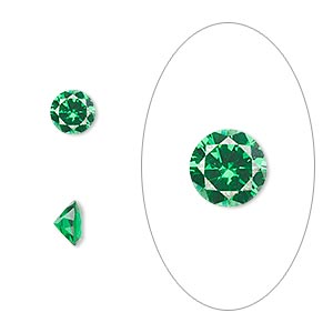 Gem, cubic zirconia, emerald green, 6mm faceted round, Mohs hardness 8-1/2. Sold per pkg of 2.
