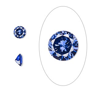 Gem, cubic zirconia, spinel blue, 6mm faceted round, Mohs hardness 8-1/2. Sold per pkg of 2.