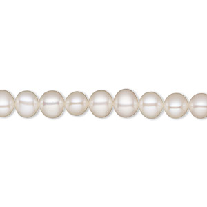 Pearl, White Lotus&#153;, cultured freshwater (bleached), white, 5-5.5mm semi-round, A- grade, Mohs hardness 2-1/2 to 4. Sold per 15-1/2&quot; to 16&quot; strand.