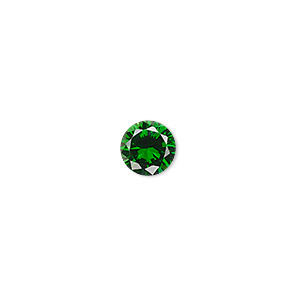 Gem, cubic zirconia, emerald green, 8mm faceted round, Mohs hardness 8-1/2. Sold individually.
