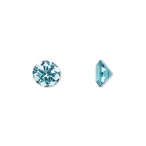 Gem, cubic zirconia, aqua blue, 8mm faceted round, Mohs hardness 8-1/2. Sold individually.