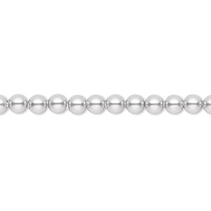 Pearl, Crystal Passions&reg;, light grey, 4mm round (5810). Sold per pkg of 100.