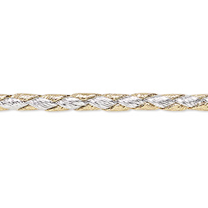Bolo cord, leatherette, gold and silver, 3.5-4mm textured round. Sold per pkg of (10) 36-inch lengths.