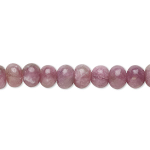 Bead, pink lepidolite (natural), 8x5mm rondelle, B grade, Mohs hardness 2-1/2 to 4. Sold per 8-inch strand, approximately 40 beads.