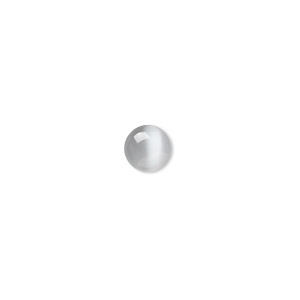 Cabochon, cat&#39;s eye glass (fiber optic glass), grey, 8mm calibrated round, quality grade. Sold per pkg of 10.