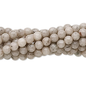 Bead, grey feldspar (natural), 4mm round, C grade, Mohs hardness 6 to 6-1/2. Sold per pkg of (10) 15-1/2&quot; to 16&quot; strands.