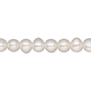 Pearl, White Lotus&#153;, cultured freshwater (bleached), white, 6-6.5mm semi-round, A- grade, Mohs hardness 2-1/2 to 4. Sold per 15-1/2&quot; to 16&quot; strand.