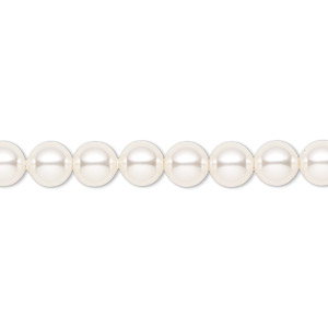 Pearl, Crystal Passions&reg;, white, 6mm round (5810). Sold per pkg of 50.