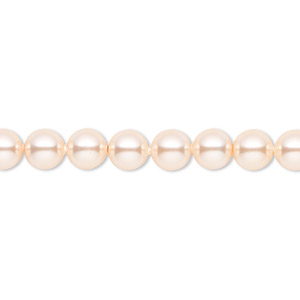 Pearl, Crystal Passions&reg;, peach, 6mm round (5810). Sold per pkg of 50.