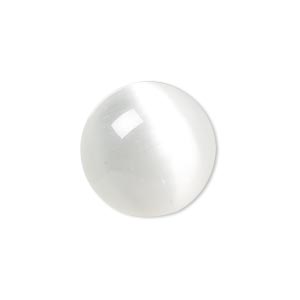 Cabochon, cat&#39;s eye glass (fiber optic glass), white, 20mm calibrated round, quality grade. Sold per pkg of 4.
