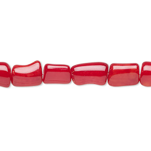 Bead, bamboo coral (dyed), red, 8x5mm-12x8mm branch, C grade, Mohs hardness 3-1/2 to 4. Sold per 15-inch strand.