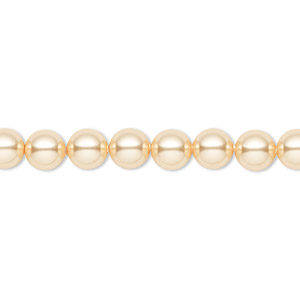 Pearl, Crystal Passions&reg;, gold, 6mm round (5810). Sold per pkg of 50.