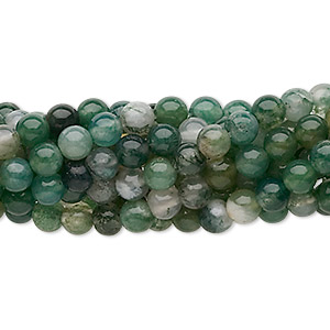 Bead, moss agate (natural), 4mm round, C grade, Mohs hardness 6-1/2 to 7. Sold per pkg of (10) 15-1/2&quot; to 16&quot; strands.
