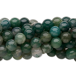 Bead, moss agate (natural), 6mm round, C grade, Mohs hardness 6-1/2 to 7. Sold per pkg of (10) 15-1/2&quot; to 16&quot; strands.