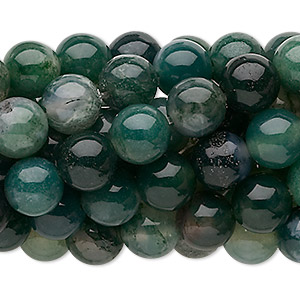 Bead, moss agate (natural), 8mm round, C grade, Mohs hardness 6-1/2 to 7. Sold per pkg of (10) 15-1/2&quot; to 16&quot; strands.