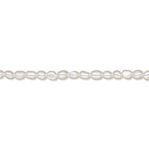 Pearl, White Lotus&#153;, cultured freshwater (bleached), white, 2.5-3mm rice, A- grade, Mohs hardness 2-1/2 to 4. Sold per 15-1/2&quot; to 16&quot; strand.
