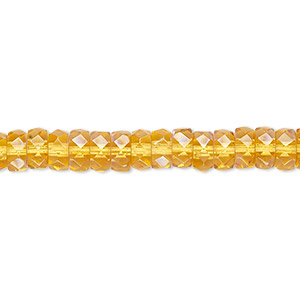 Bead, Czech fire-polished glass, honey AB, 6x3mm faceted rondelle. Sold per 15-1/2&quot; to 16&quot; strand.