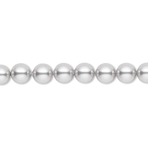 Pearl, Crystal Passions&reg;, light grey, 6mm round (5810). Sold per pkg of 50.