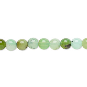 Bead, chrysoprase (natural), 6mm round, C grade, Mohs hardness 6-1/2 to 7. Sold per 8-inch strand, approximately 30 beads.