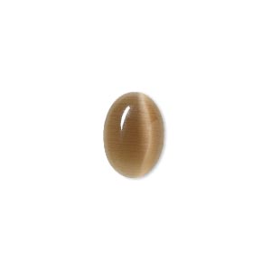 Cabochon, cat&#39;s eye glass (fiber optic glass), brown, 14x10mm calibrated oval, quality grade. Sold per pkg of 10.