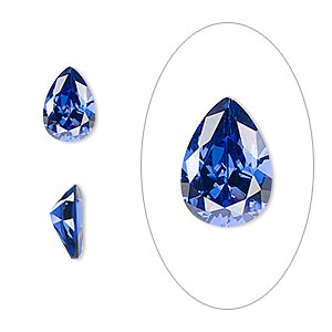 Gem, cubic zirconia, spinel blue, 10x7mm faceted pear, Mohs hardness 8-1/2. Sold individually.