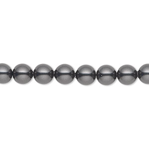 Pearl, Crystal Passions&reg;, black, 6mm round (5810). Sold per pkg of 50.