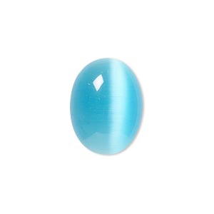 Cabochon, cat&#39;s eye glass (fiber optic glass), turquoise blue, 20x15mm calibrated oval, quality grade. Sold per pkg of 4.