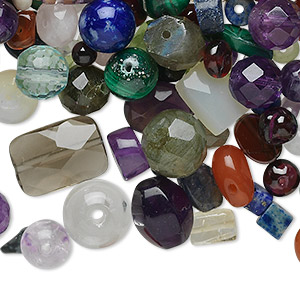 Bead mix, multi-gemstone (natural / dyed / heated), mixed colors, 1mm-11x6mm mixed shape, B- grade, Mohs hardness 3 to 7-1/2. Sold per 1-ounce pkg, approximately 100-200 beads.